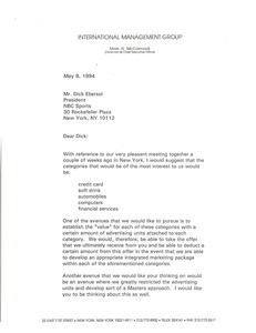 Letter from Mark H. McCormack to Dick Ebersol