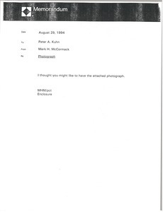 Memorandum from Mark H. McCormack to Peter A. Kuhn