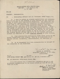 Memorandum from Headquarters 67th Figher Wing to 326th Signal Co.