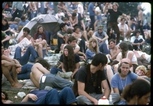 View of the audience at the Woodstock Festival