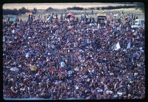 View over the audience at the Glastonbury Fayre