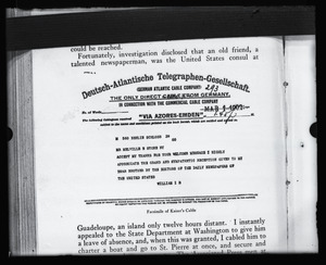 Copy of telegram from the Kaiser Wilhelm I to Melville E. Stone