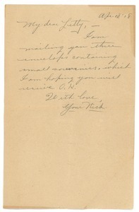 Letter from Frank F. Newth to Letitia Crane