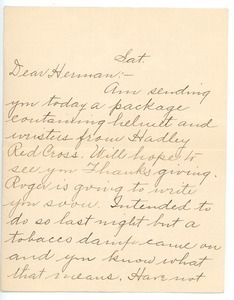 Letter from Aunt Carrie to Herman B. Nash