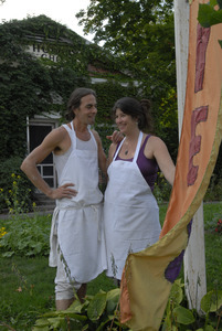 Hungry Ghost Bread: owners Jonathan C. Stevens and Cheryl Maffei outside the bakery