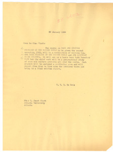 Letter from W. E. B. Du Bois to C. Janet Clark