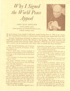Why I signed the World Peace Appeal