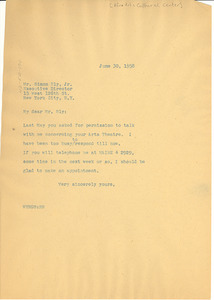 Letter from W. E. B. Du Bois to Afro Arts Cultural Center
