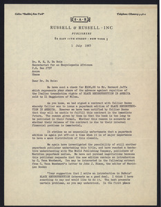 Letter from Russell & Russell to W. E. B. Du Bois