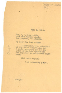 Letter from W. E. B. Du Bois to NAACP, Los Angeles Branch