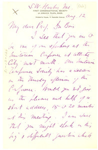 Letter from Charles F. Dole to W. E. B. Du Bois