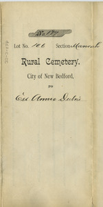 Cemetery certificate of Annie Dubois