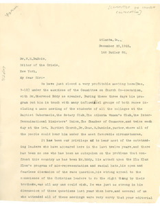 Letter from W. J. Trent to W. E. B. Du Bois