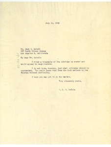 Letter from W. E. B. Du Bois to Jack S. Schell