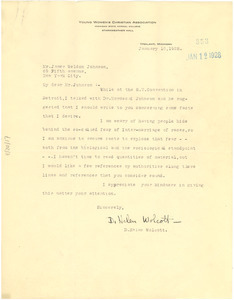 Letter from D. Helen Wolcott to James Weldon Johnson