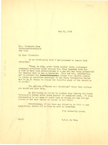 Letter from W. E. B. Du Bois to Elizabeth Moos
