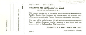 Committee for Hollywood on Trial coupon
