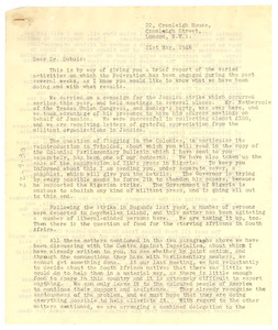 Letter from Pan-African Federation to W. E. B. Du Bois