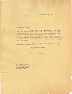 Letter from W. E. B. Du Bois to Harcourt Brace & Company