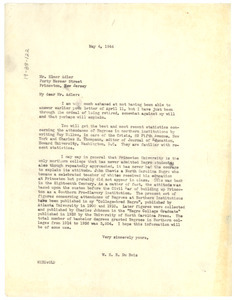 Letter from W. E. B. Du Bois to Elmer Adler
