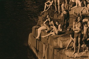 Brotherhood members at the Quarry, popular swimming spot. A commune right-of passage was jumping off a 40' ledge into the water