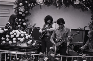 Duane Allman's funeral: from left, Barry Oakley, Delaney Bramlett, Dickey Betts, and Butch Trucks, with Allman's casket in the foreground