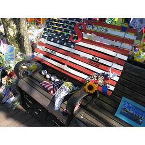 American flag artwork at Boston Marathon Copley Square memorial