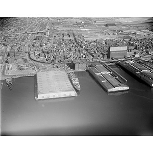 East Boston, piers, freighter, Boston and Albany Railroad, grain ...