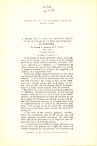 A series of studies of nervous affectations in relation to the adjustments of the eyes: third study: a case of imbecility