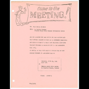 Memorandum from O. Phillip Snowden to real estate brokers about meeting on April 23, 1964