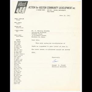 Letter from Joseph Slavet to Otto Snowden about past financial inquiry