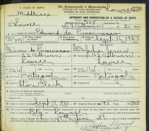 Edward Correa birth certificate