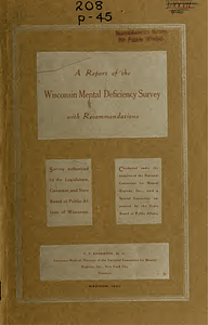 A report of the Wisconsin mental deficiency survey with recommendations