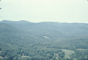 Aerial oblique view West from over West Main Street Williamstown toward Taconic Range on 2 Sept 1971.