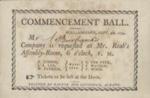 Ticket to the Williams College Commencement ball, 1799