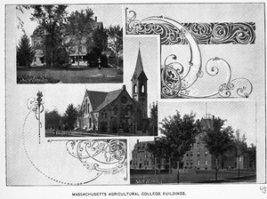 Collage of buildings at the Massachusetts Agricultural College
