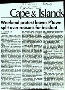 Spiritus - Cape Cod Times article re: town split over handling of incident
