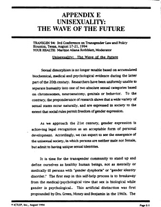 Appendix E: Unisexuality: The Wave of the Future