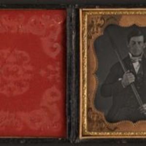 Sixth plate cased daguerreotype of Phineas Gage (1823-1860), 1850-1860