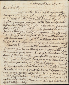 Letter from Benjamin Waterhouse (1754-1846) to Elizabeth Watson (Waterhouse) Ware