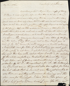 Letter from Elizabeth (Oliver) Waterhouse to John Fothergill Waterhouse