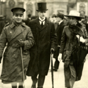 Photograph of Dr. Varaztad H. Kazanjian leaving Buckingham Palace after his investiture as a Companion of St. Michael and St. George for his services during World War I.
