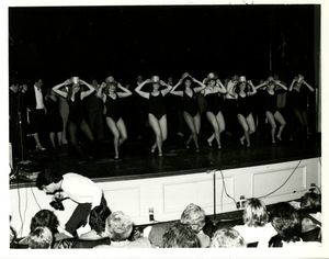 Performers on stage at Suffolk University's Springfest, 1981