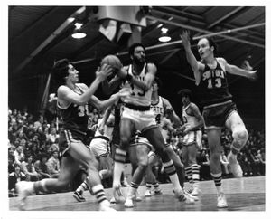 Suffolk University men's basketball team game, 1975