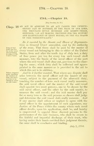 1784 Chap. 0018 An Act In Addition To An Act Passed The Twenty-Second Day Of October, In The Year Of Our Lord, One Thousand Seven Hundred And Eighty-Three, Entitled, "An Act Making Provision For The Support And Maintenance Of Light Houses, On The Sea Coasts Of This Commonwealth."