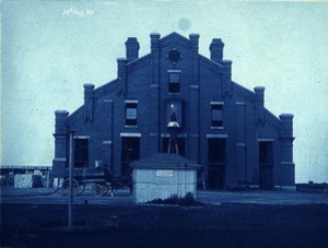 End of retort house, before cutting out doors for machines