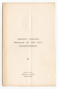 Amherst College Commencement program, 1937 June 21