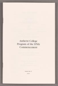 Amherst College Commencement program, 2016 May 22