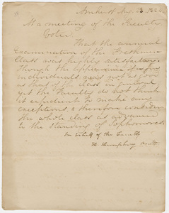 Collegiate Institution faculty resolution regarding the freshmen class examinations, 1824 August 23
