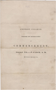 Amherst College Commencement program, 1836 August 24